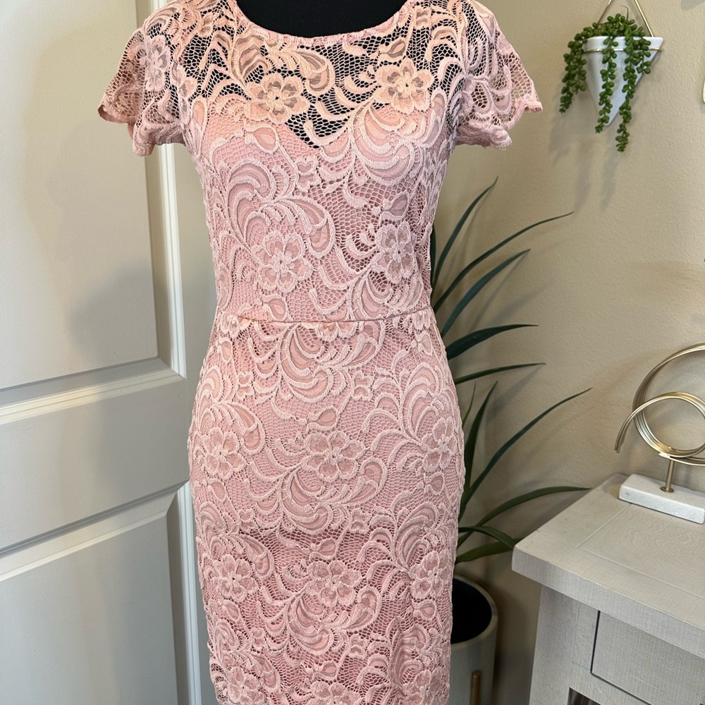 Elegant Pink Lace Dress